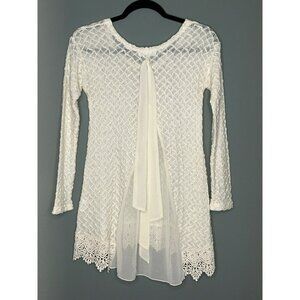 Altar'd State Women's Small Cream Crotchet Overlay Tunic Dress